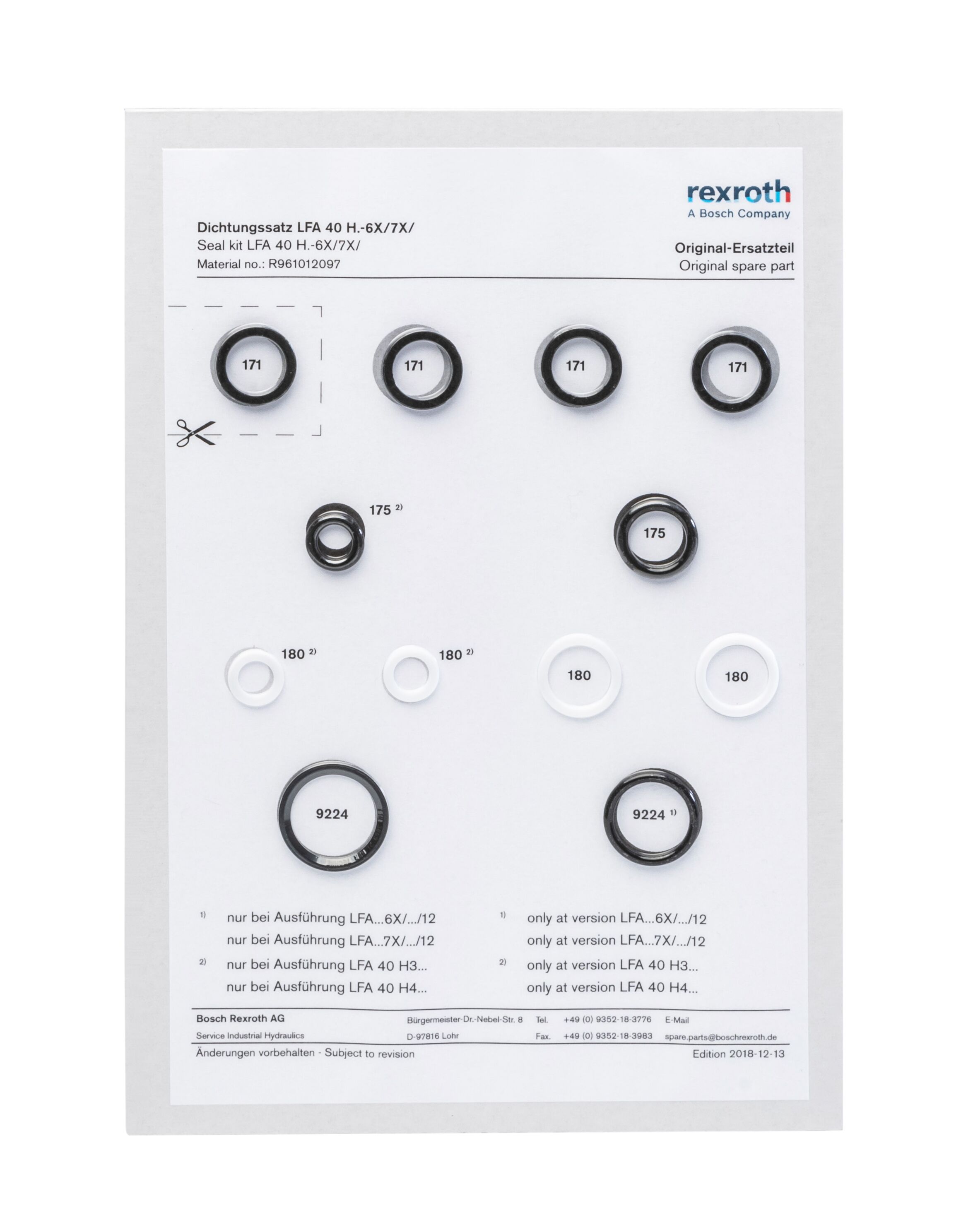 SEAL KIT BOSCH REXROTH DICHTUNGSSATZ WCB16.3X/4XHAUPTSTUFE*YM-