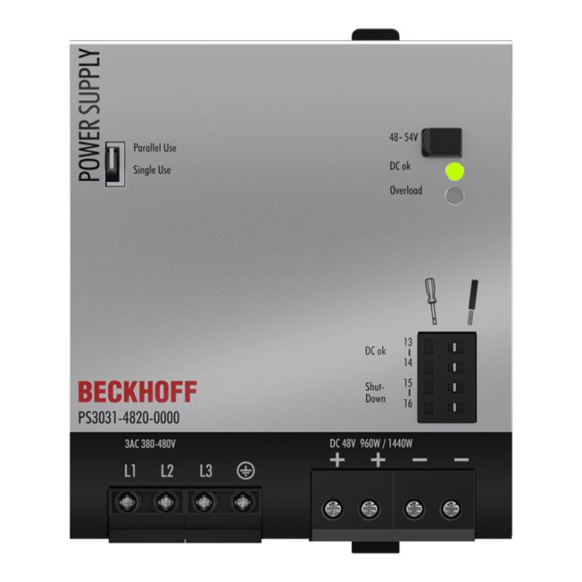 Module Beckhoff PS3031-4820-0000 | Power supply PS3000; output: 48 V DC, 20 A; input: 3 AC 380…480 V, 3-phase