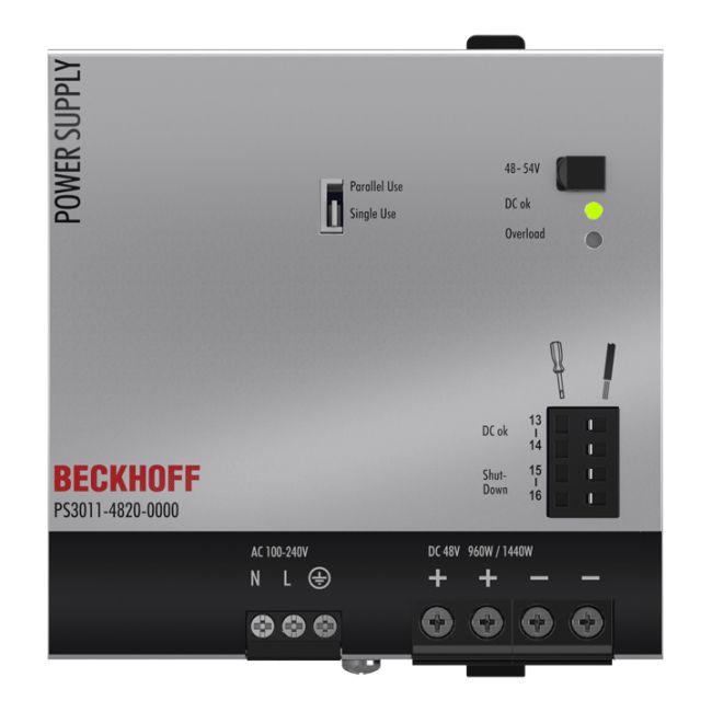 Module Beckhoff PS3011-4820-0000 | Power supply PS3000; output: 48 V DC, 20 A; input: AC 100…240 V, 1-phase