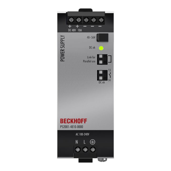 Module Beckhoff PS2001-4810-0000 | Power supply PS2000; output: 48 V DC, 10 A; input: AC 100…240 V/DC 110…150 V, 1-phase